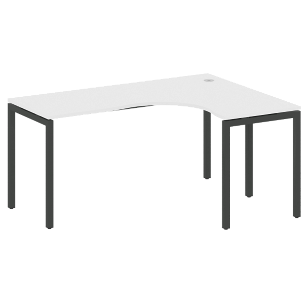 Metal System Quattro Стол криволинейный правый на П-образном м/к 40БП.СА-4 (R) Белый/Антрацит металл 1600*1200*750 - Вид 1