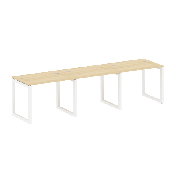 Metal System Quattro Р. ст. на 3 раб. места на О-образном м/к 50БО.СМ-3.1 Акация/Белый металл 3000*720*750 - Вид 1