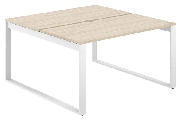 Рабочая станция Allegro 1400х1438х750  / профиль О-образный: 70х20 белый; столешница с вырезом: акация равелло - Вид 1