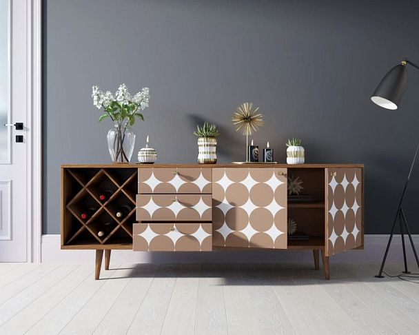 Комод Berber удлиненный с бутылочницей 17 принт арт BB15/Print_17 - Вид 2