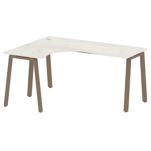 Metal System Стол криволинейный левый на А-образном м/к БА.СА-4 (L) Дуб наварра/Мокко металл 1600*1200*750 - Вид 1