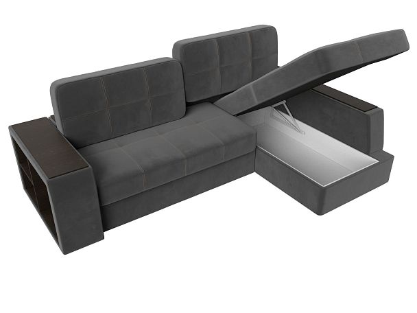 Угловой диван Брюссель правый (полностью велюр серый) - Вид 7