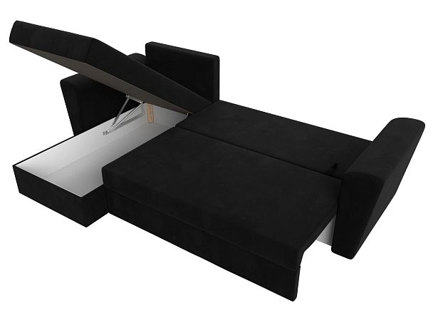 Угловой диван Амстердам Лайт левый (полностью микровельвет черный) - Вид 7