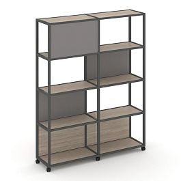 Shelf Mobile Стеллаж 5 уровней 2 секции VR.LT-STK-514.08 Дуб Аттик/Металл Антрацит/W-11 1570*400*2000 - Фото предпросмотра