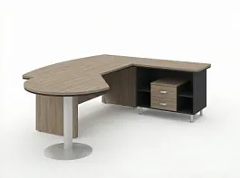 BRL RB072-235x200R Стол рук-ля R угловой с брифингом и тумбой 2 ящика 2350х2000х760 Шорвуд/Черный - Фото предпросмотра