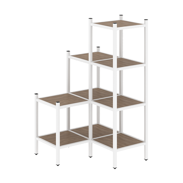 Loft Угловой внутренний стеллаж наборный VR.L-36 Дуб аризона/Белый металл 862*862*1458 - Вид 1