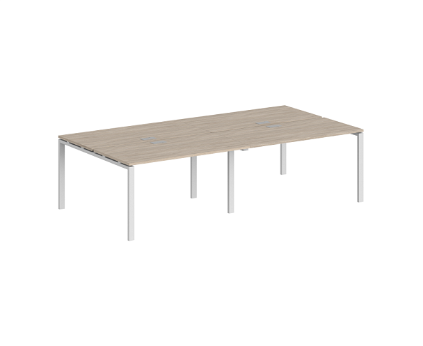 Рабочая станция Sigma 3200х1638х750 / профиль: 60х30 белый; столешница: дуб светлый - Вид 1