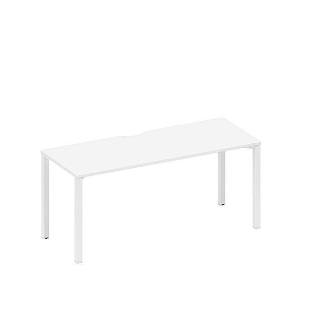 Стол письменный на металлокаркасе, столешница с вырезом Space+ А1 БГ 016.2 БП белый премиум / белый гладкий - Вид 1