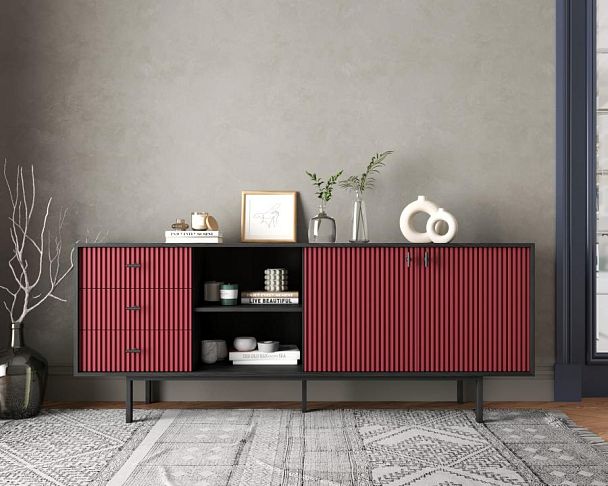 Комод с дверками и нишей Emerson арт EM15/red/L - Вид 5