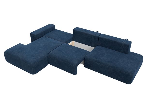 Диван угловой Лига-036 НПБ Модерн Лонг левый угол Велюр синий - Вид 8