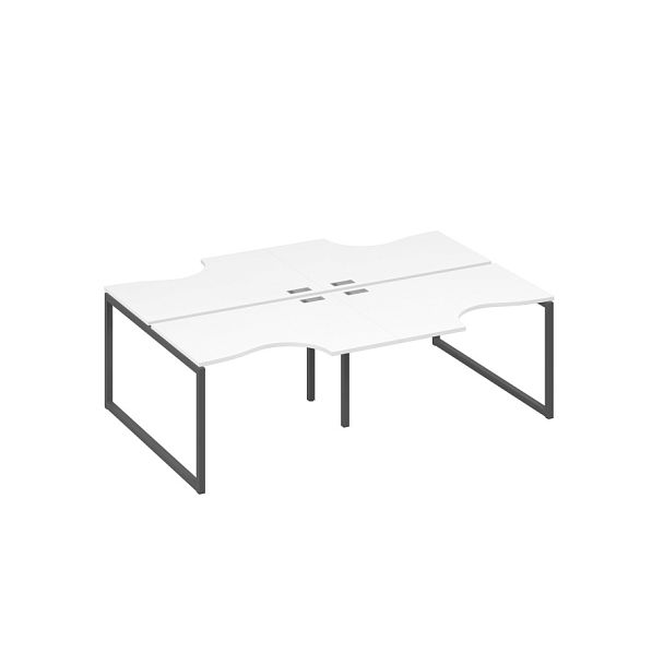 Рабочая станция столы (4х120) Классика опоры QUATTRO A4 А4 Б4 183-2 БП белый премиум / металлокаркас антрацит - Вид 1