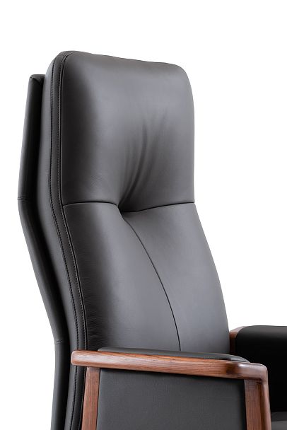 Кресло офисное Vivaldi black / черная кожа / деревянная крестовина - Вид 5