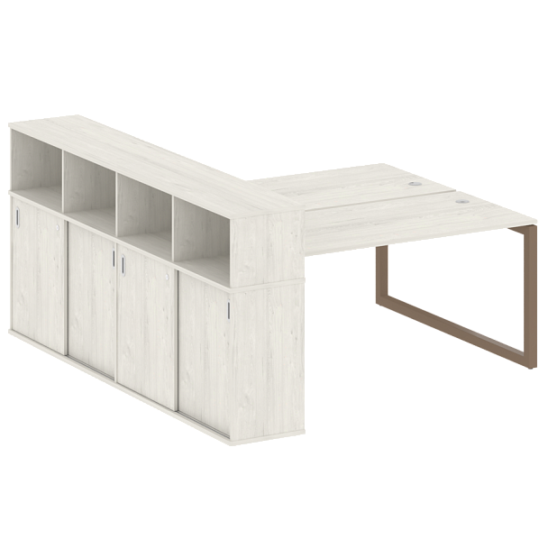 Metal System Quattro Р. ст. с шкафом-купе на О-образном м/к 50БО.РС-СШК-4.4 Т Дуб наварра/Мокко металл 2010*2332*1098 - Вид 1