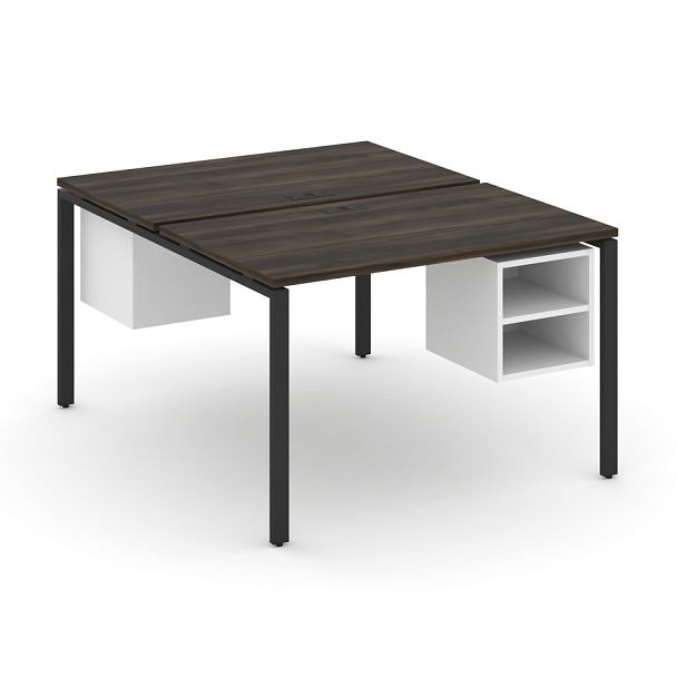 Concept Рабочая станция 2 сторонняя с подвесными тумбами на 2 места CN.DRS-106 Дуб Мали/Белый Бриллиант/Металл Черный 1180*1480*750 - Вид 1