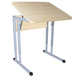 Парта Умник, одноместная, регулируемый угол, серый каркас, ЛДСП клён, гр.2-4 - Фото предпросмотра