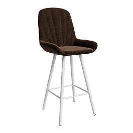 Стул ЮККИ Основание №5 Барный конус Белое Вельвет Какао - Фото предпросмотра