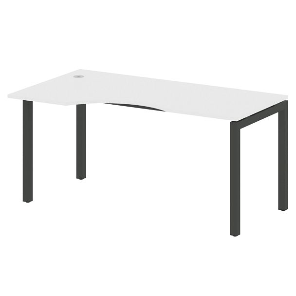 Metal System Quattro Стол криволинейный левый на П-образном м/к 50БП.СА-1 (L) Белый/Антрацит металл 1600*900*750 - Вид 1