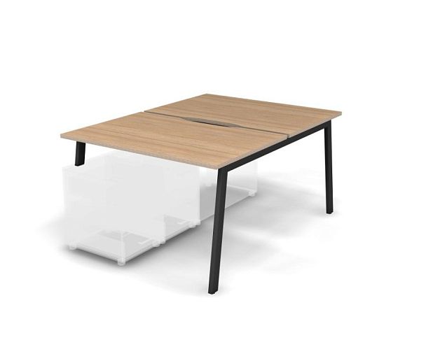 MATRIX 121В200-A Стол прямой двойной с опорой на тумбу, пров. вырезной (А-опоры) 1180х1590х775 Швейц - Вид 1