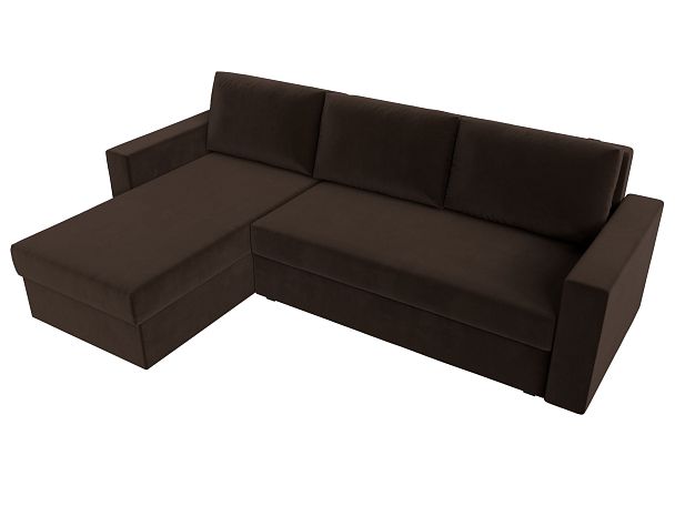 Угловой диван Траумберг Лайт левый (полностью микровельвет коричневый) - Вид 5
