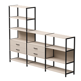 Набор стеллажных систем №11 Everprof EVO 2440x385x1840 Кашемир/Черный - Фото предпросмотра