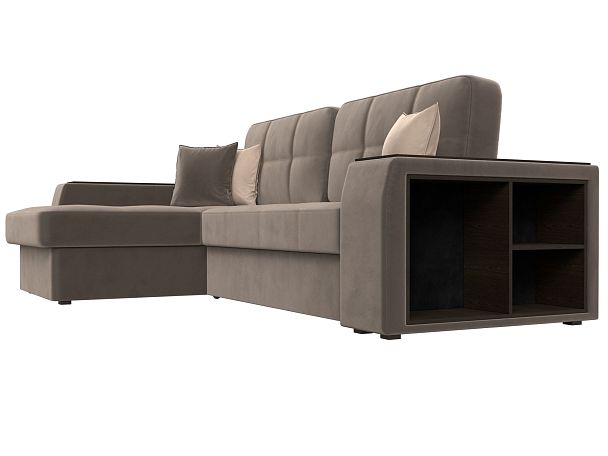 Угловой диван Брюссель левый (полностью велюр коричневый) - Вид 3