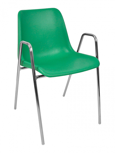 Стул Vicenza (4 высокие ножки c подлокотниками), каркас Хром, зеленый, РП+ИК, стопируемый - Вид 1