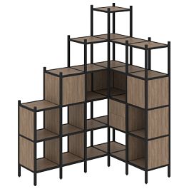 Loft Угловой внутренний стеллаж наборный VR.L-44 Дуб аризона/Чёрный металл 1694*1278*2280 - Фото предпросмотра