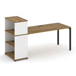 Concept Стол рабочий с опорным стеллажом с надставкой низ. CN.SP-212 Сандал Янтарный/Белый Бриллиант/Металл Черный 2000*720*1140 - Фото предпросмотра