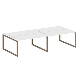 Metal System Quattro Р. ст. на 4 раб. места на О-образном м/к 50БО.СМ-4.4 Белый/Мокко металл 3200*1475*750 - Фото предпросмотра