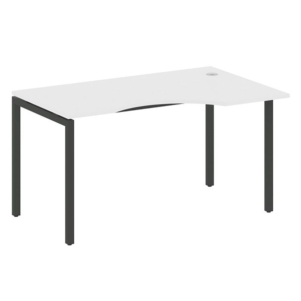 Metal System Quattro Стол криволинейный правый на П-образном м/к 40БП.СА-2 (R) Белый/Антрацит металл 1400*900*750 - Вид 1