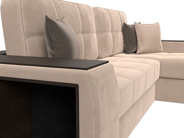 Угловой диван Брюссель правый (полностью велюр бежевый) - Вид 4