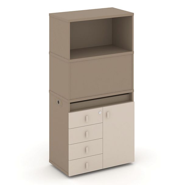 Estetica Набор №2. Тумба одиночная+высокая надставка ES.NB.1V-2 Латте/Капучино 750*410*1520 - Вид 1