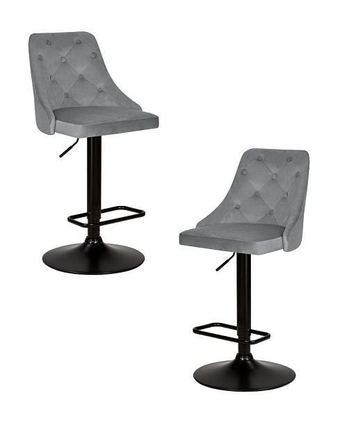 Набор 2 шт Стул барный DOBRIN JOSEPH BLACK (серый велюр (MJ9-75)) - Вид 1