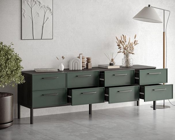 Комод с восемью ящиками Nicole цвет Зеленый, арт NEM03G - Вид 2