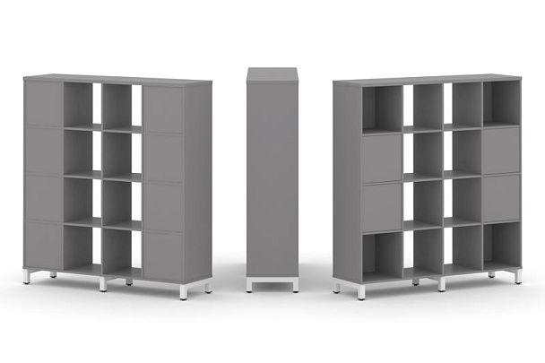 Стайл Проджект Набор стеллажа одностороннего, 4 яруса SN.NS-441 Серый Пепел/Металл Белый 1488*400*16 - Вид 1