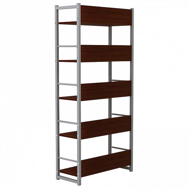Стеллаж на металлокаркасе, 1630х650х300 мм, серый каркас, 5 полок ЛДСП орех, Д-343 - Вид 3