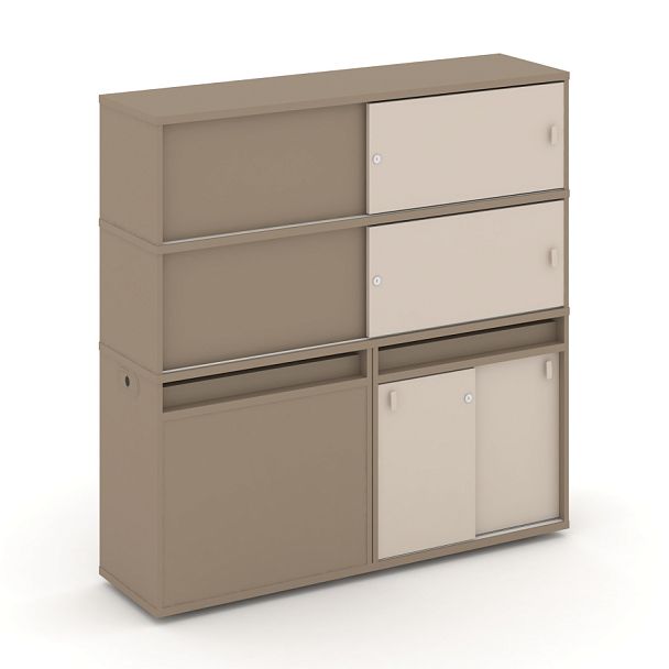 Estetica Набор №26. Тумба двойная+высокая надставка ES.NB.2V-26 Латте/Капучино 1500*410*1520 - Вид 1