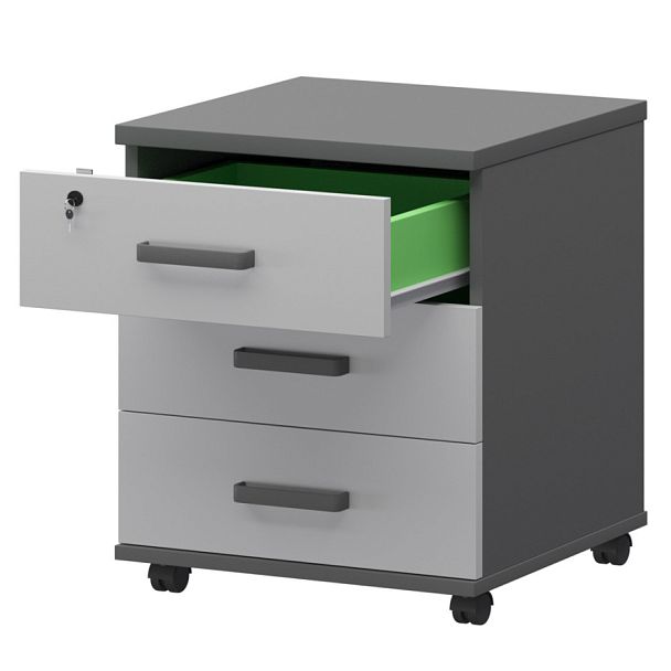 Тумба подкатная СМТ-3ПЦ Тип1 Графит/Белый 434x450x620 Смарт - Вид 1