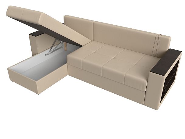 Диван угловой Дубай Лайт угол левый (полностью экокожа бежевая) - Вид 7