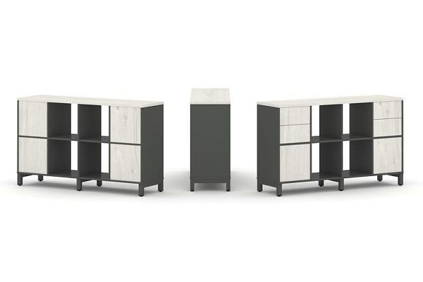 Style Project Набор стеллажа 1 сторон., 2 яр. SN.NS-241 Антрацит/Дуб Наварра/Металл Антрацит 1488*40 - Вид 1