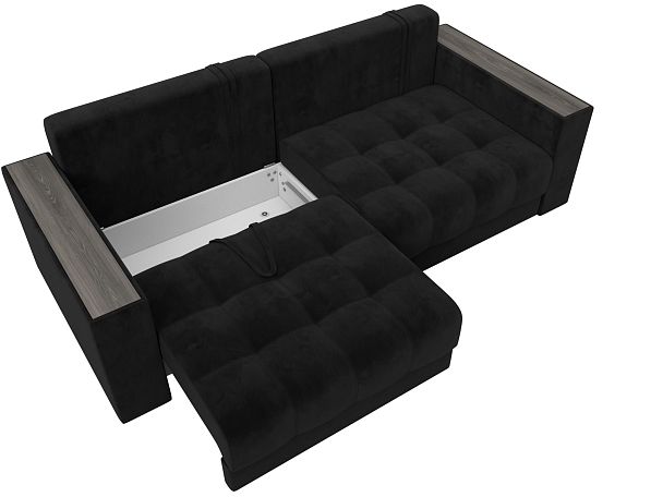 Диван прямой с декором Лига-049 НПБ Велюр черный - Вид 7