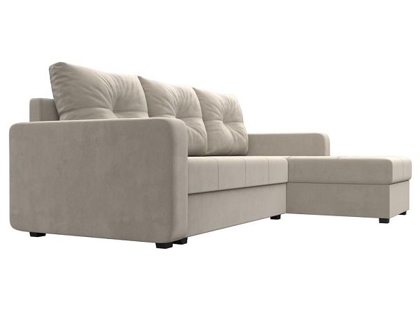 Диван угловой Ливерпуль Лайт правый угол Микровельвет бежевый - Вид 3