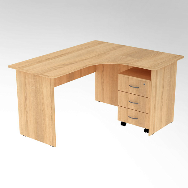 Стол учителя угловой с выкатной тумбой - Вид 1