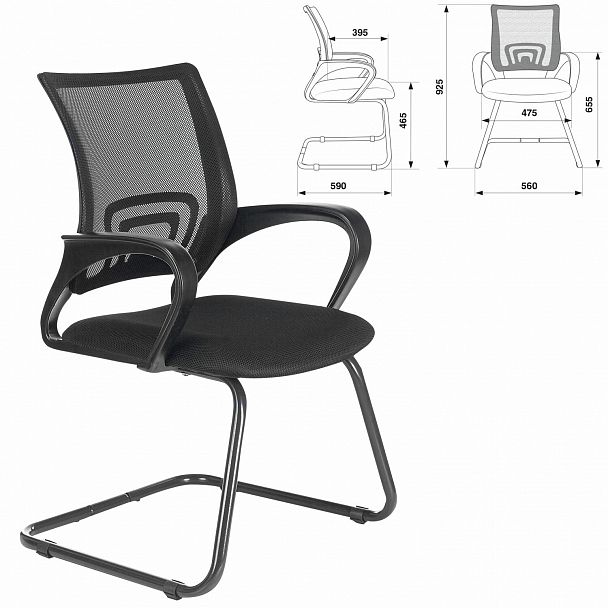 Кресло для приемных и переговорных BRABIX "Fly CF-100", черное, 532087 - Вид 2