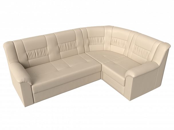 Угловой диван Карелия правый (полностью экокожа бежевая) - Вид 5