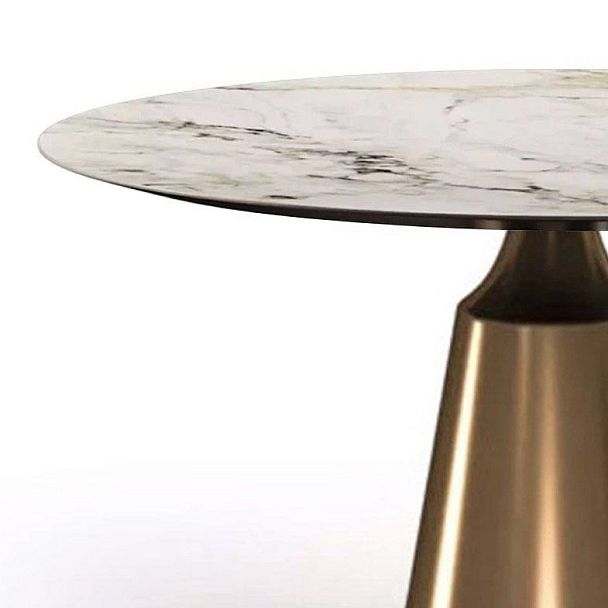 Стол круглый Lucas 100, керамика глянцевая, светлая - Вид 4