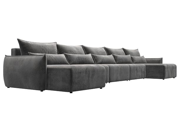 Диван п-образный Лига-051 НПБ МегаЛонг Велюр серый - Вид 3