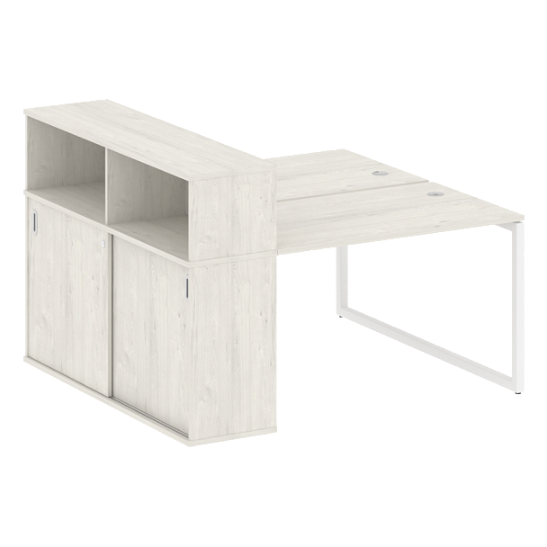 Metal System Quattro Р. ст. с шкафом-купе на О-образном м/к 40БО.РС-СШК-2.2 Т Дуб наварра/Белый металл 1610*1475*1098 - Вид 1