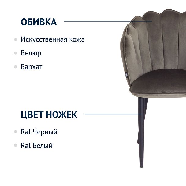 Стул Тиффани, велюр, серый - Вид 7