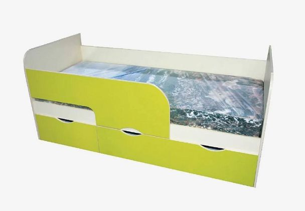 Кровать детская Минима "Лего 1860" (1892х770х850) дуб атланта/лимон глянец - Вид 1